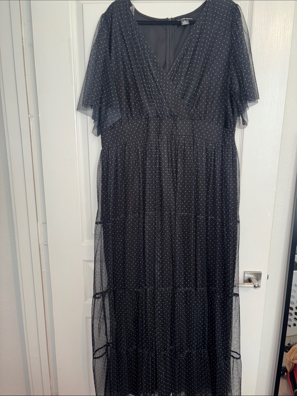 Black Polka Dot Maxi Dress - Classic Women's Evening Dress